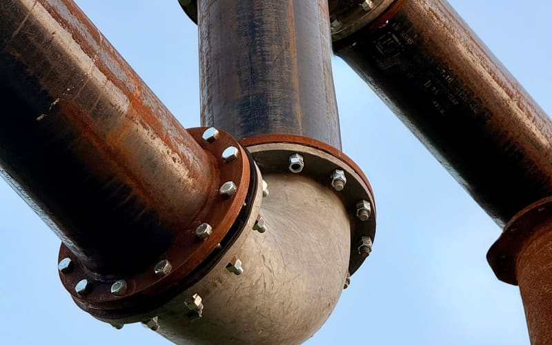 Tuberías y válvulas de una red hidráulica industrial