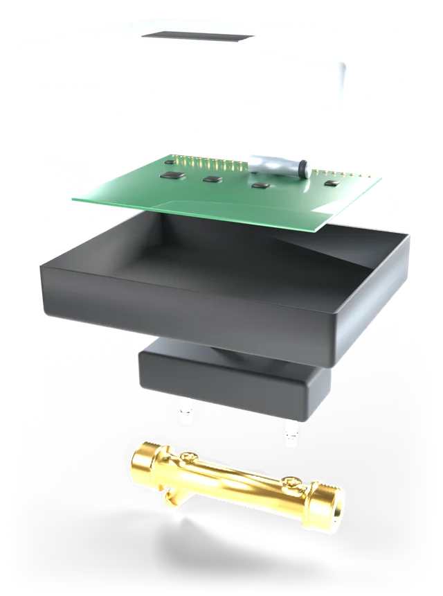 Despiece: lcd, pcba, cuerpo, transductores ultrasónicos, sensor pt1000, tubo