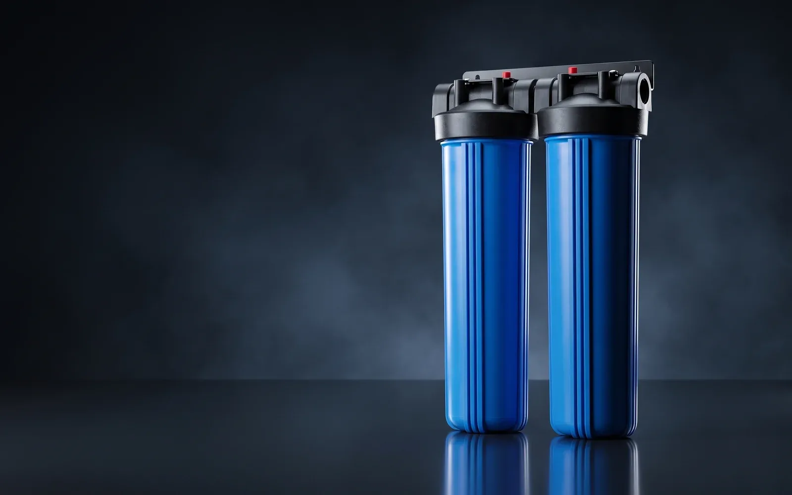 Filtro de dos etapas con sus dos vasos azules